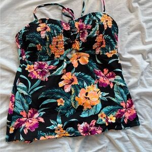 Ambrielle Black Floral Camisole swimsuit top